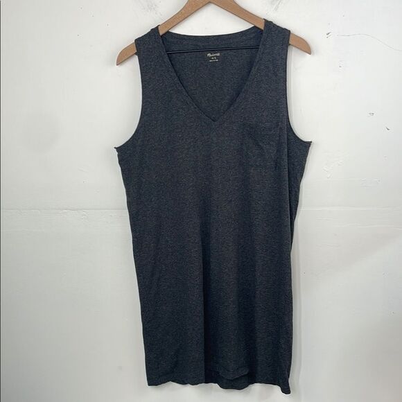 Madewell Heather Gray Knit Dress Shirt Strapless size Large 100% Cotton - Picture 1 of 13